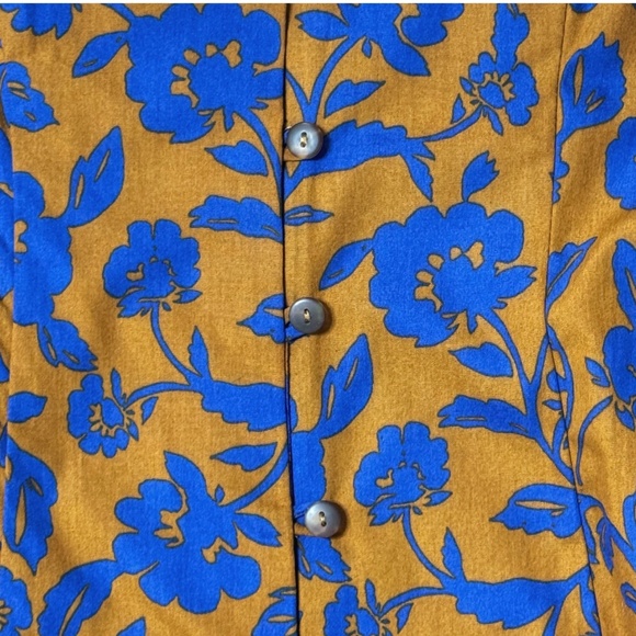 NWT Zara Dress Midi Length Button Front Convertible Duster Dress Brown Blue XS - Picture 9 of 16